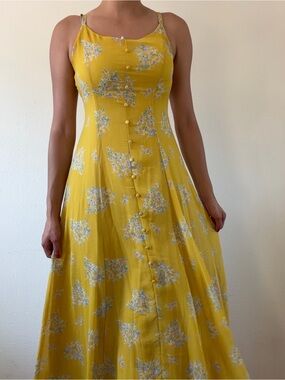 cream flowy dress with sleeves Nellie Drop Waist Maxi in Light weighted The Ruby Dress in green summer dress Size:AU 6